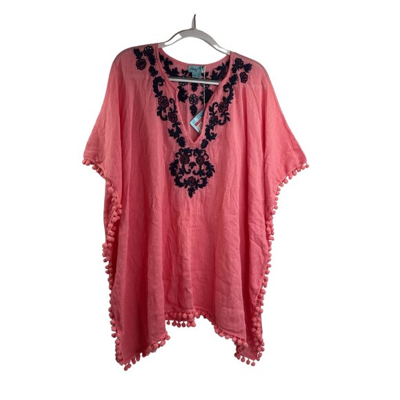 Letarte Handmade Swimsuit Cover Up Embroidered Size M Pink Coral NWT $240 - Picture 1 of 9